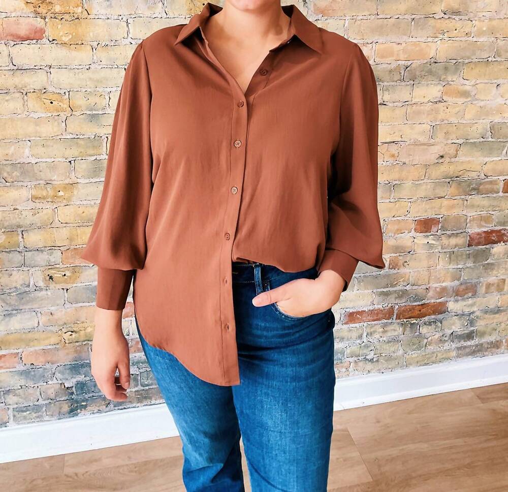 NEW COZY CO. jenna blouse in brown